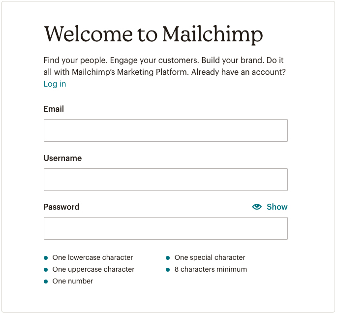 Opret en Mailchimp konto